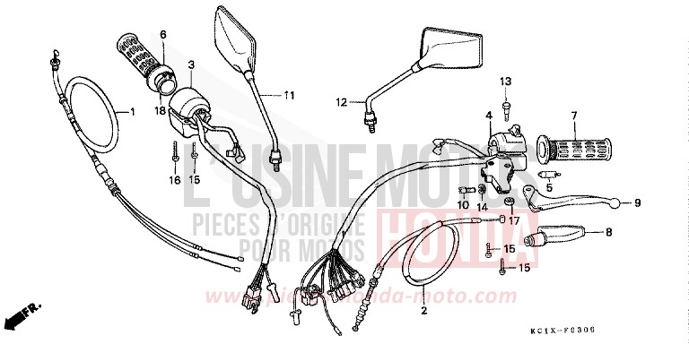 HEBELGRIFF/SCHALTER/KABEL (CB125TDC/TDE) von CB1300 Super Bold'or ABS LUMINOUS RED (R123) von 1982